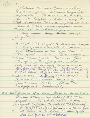 MS01.01.03 - Box 01 - Folder 06 - African and Black American Religions, [undated], Part 1