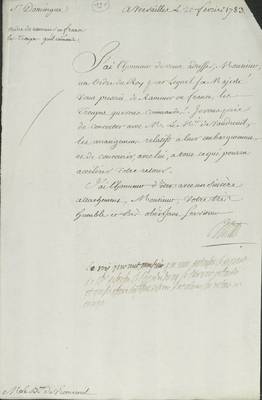 No. 131a: Lettre de Castries - 1783/02/20
