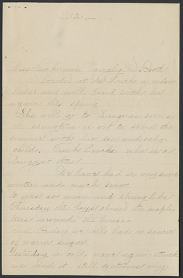 Cora Rice letter to Cordelia Davis 5 Mar 1893