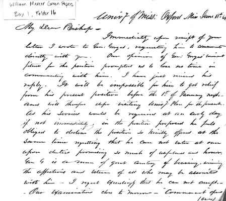 William Mercer Green Papers Box 1 Folder 16 Correspondence 1868-69 Document 9