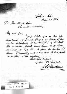 William Mercer Green Papers Box 1 Folder 16 Correspondence 1868-69 Document 14