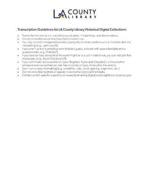 LA County Library Transcription Guidelines