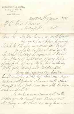 Peter Coutts to Cornelius Van Buren, 1881-06-18