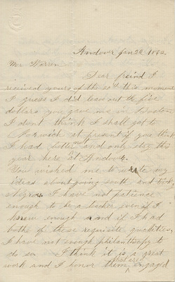 Houghton Letter 1862-01-20 Page 1