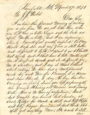 Letter from S. J. Piggott to J. J. Welch, 1871