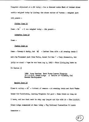 Diary 72-06: June, 1896 - preliminary transcript