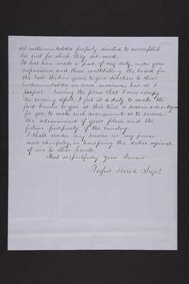 1854-03-02 Letter: Superintendent Rufus Howe to the Trustees, 1831.018.001-010