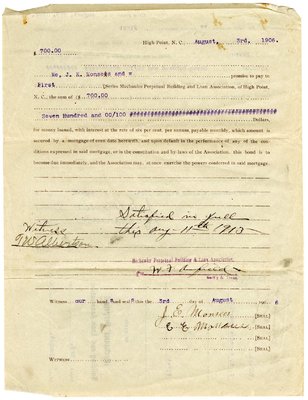 Monsees-First Series Mechanics B&L Assn. Agreement, Aug. 3, 1906