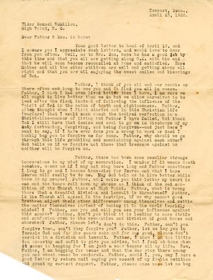 Letter from Walter McMillan to Samuel McMillan, April 27, 1926