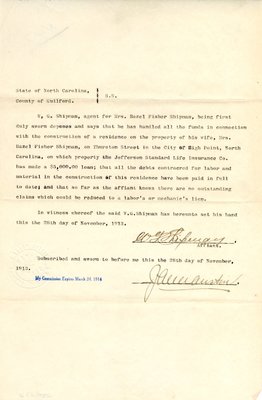 Shipman Affidavit, Nov. 28, 1913