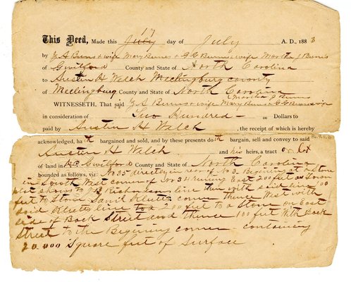 Burns-Welch Deed, July 17, 1883