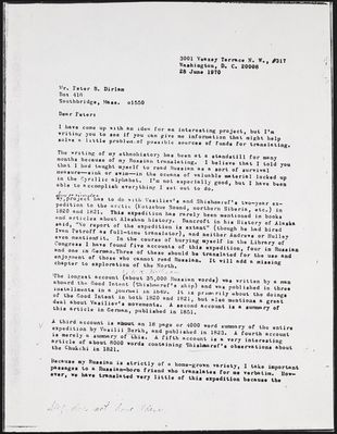 Dorothy Jean Ray, letter, to Peter B. Dirlam, 1970 June 28