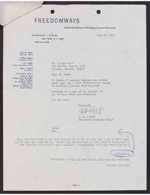 To Julian Bond from J. H. O'Dell, 23 July 1968, with Bond's draft response