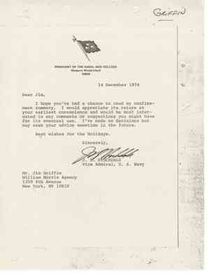 Letter from James B. Stockdale to James M. Griffin, 1978 Dec 14