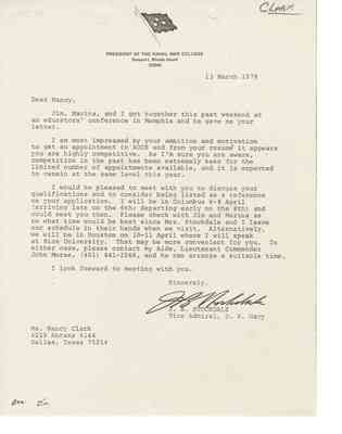 Letter from James B. Stockdale to Nancy K. Clark, 1979 Mar 13
