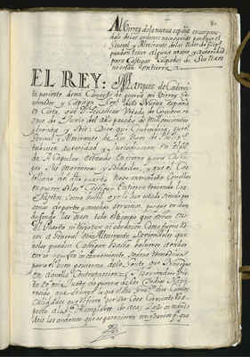 Al Virrey de la Nueva España encargándole de las órdenes necesarias para que el General y Admirante de las naos de Filipinas puedan tener alguna mano y autoridad para castigar culpados de sus naos que no están en tierra. 1707. 