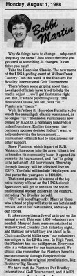 Bobbi Martin Column, August 1, 1988