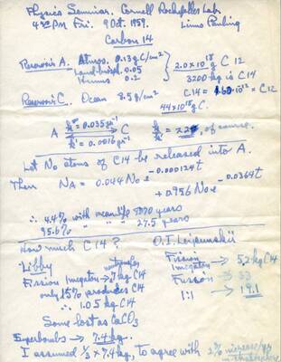 No Title [re estimates of carbon-14 following nuclear detonation]. October 9, 1959 (1959s3.10)