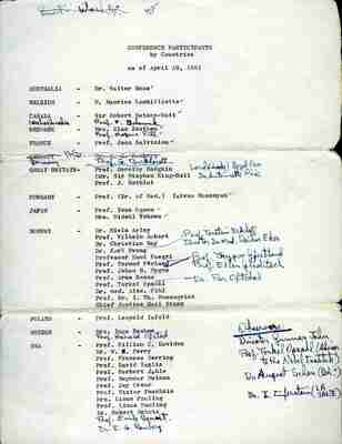 List of Oslo Conference participants. April 10, 1961. (peace2.003.1-attendees)
