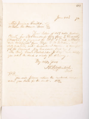 Copying Book: Secretary's Letters, 1860 (page 482)