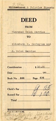 Harriss-Covington-Harriss Deed, 1938 (#6)