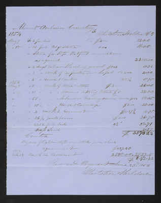 1854-05 Washington Tower Invoice: Whitcher, Sheldon & Co., 2021.006.015