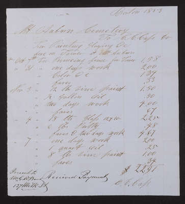 1853-11-07 Washington Tower Invoice: C. C. Cass (recto)