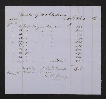 1852-07-15 Washington Tower Invoice: M. S. Dodd (recto)