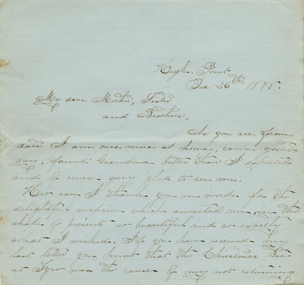 Letter from Eliza A. Fisher to Ann F. Fisher, etc., Dec. 26, 1875