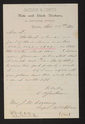 Letter: C. Jackson to J. W. Lovering, 1880 (page 1)