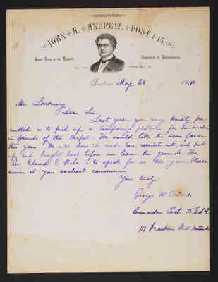 Letter: George W. Powers to Mr. Lovering, 1880