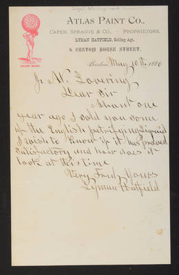Letter: Lyman Hatfield to J.W. Lovering, 1880