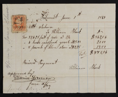 Horticulture Invoice: William Black 1869 June 1 (recto)