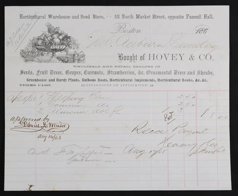 Horticulture Invoice: Hovey & Co., 1868 August 14 (recto)