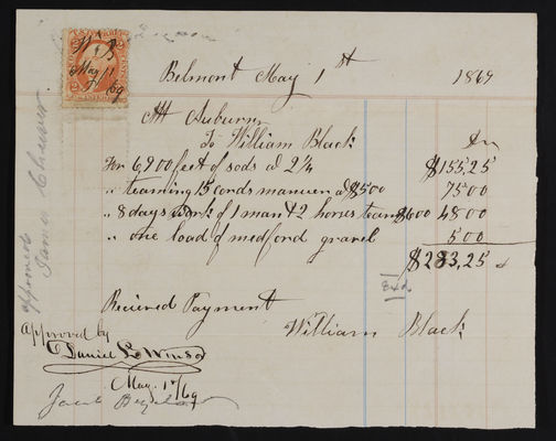 Horticulture Invoice: William Black, 1869 May 1 (recto)