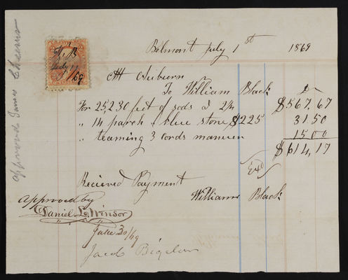 Horticulture Invoice: William Black, 1869 July 1 (recto)