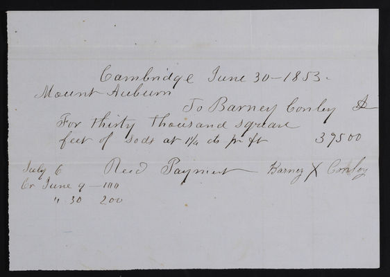 1853-06-30 Horticulture Invoice: Barney Conley, 2021.005.002  
