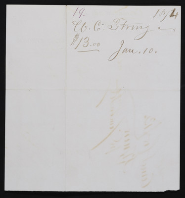 Horticulture Invoice: W. C. Strong, Nonantum Nursery, 1873 October 28 (verso)