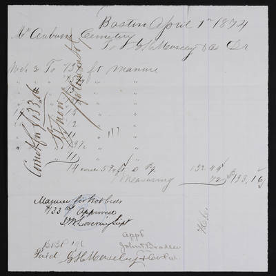 Horticulture Invoice: G. H. Moseley & Co., 1874 April 1 (recto)