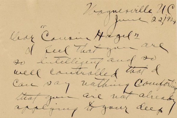 Letter from Annie Albright to Hazel F. Shipman, June 22, 1924