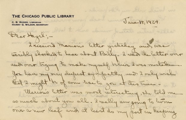 Letter from Marion Oliver to Hazel F. Shipman, June 18, 1924