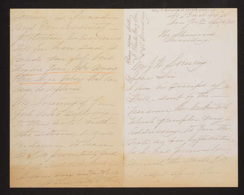 1881-04-04 Letter: J. L. Reed to Mr. J. W. Lovering, "removal of sacred plantings," 2014.020.005-006