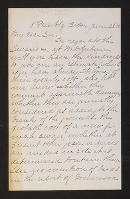 Letter: Roger Wolcott to Jas. W. Lovering, 1882 (page 1)