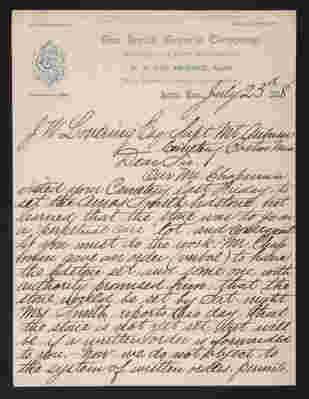 1888-07-23 Letter: W. B. Van Amringe, Smith Granite Co. agent, to J. W. Lovering, PC rules, 2014.020.011-011