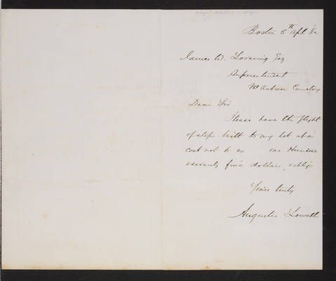 Letter: Augustus Lowell to James W. Lovering, 1882