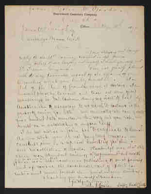 1891-02-16 Letter: John C. Gordon, Beechwood Cemetery Co. Canada, prices for caring for lots, 2014.020.014-003
