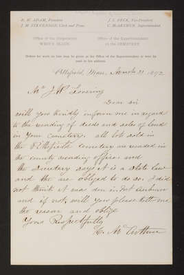 1892-03-21 Letter: C. McArthur to Mr. J. W. Lovering, "Registry of Deeds,"  2014.020.015-008