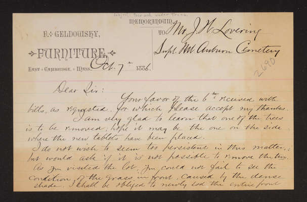 1886-10-07 Letter: Sod Under Trees, 2014.020.010-002