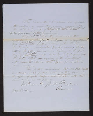 1855-06-18 Trustee Committee Report on Nominating Officers, by Jacob Bigelow, 2021.004.040