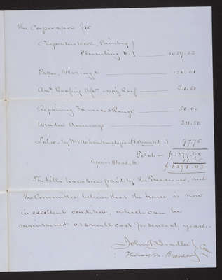 1871-01-25 Trustee Committee Report on Superintendent's House, 1831.033.031